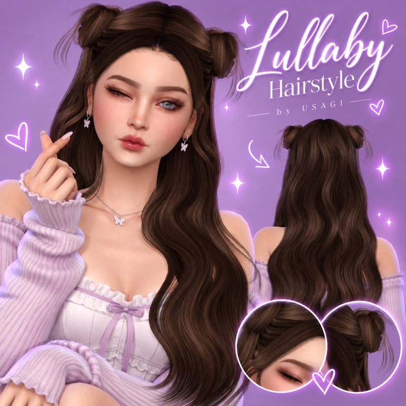 Alpha USAGI Lullaby Hair Right - The Sims 4 Custom Content