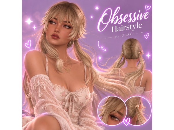 Sims 4 USAGI - Obsessive Hair - Float