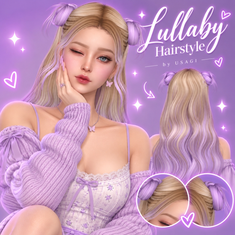Alpha Lullaby Hair Back - The Sims 4 Custom Content