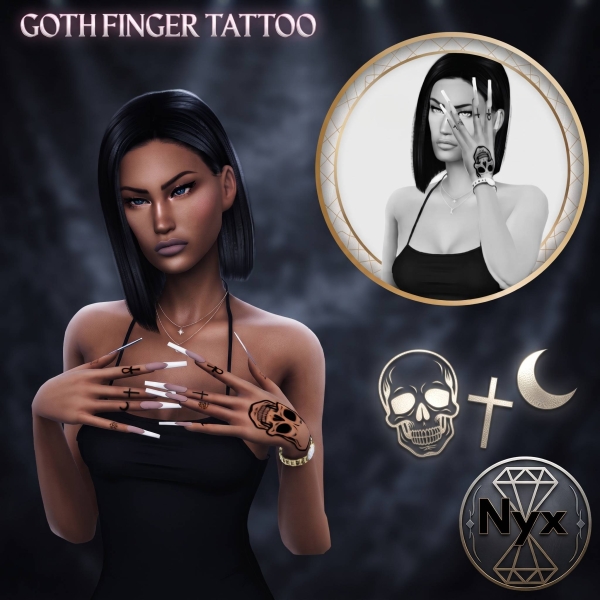 Alpha Goth finger tattoo by nyx_sims - The Sims 4 Custom Content