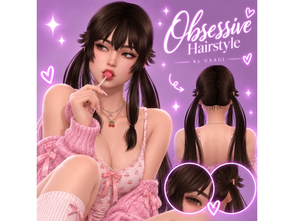 Sims 4 USAGI - Obsessive Hair - PACK