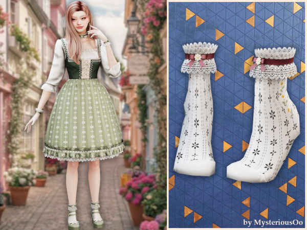 Sims 4 Vintage daisy lace ruffle socks by MysteriousOo