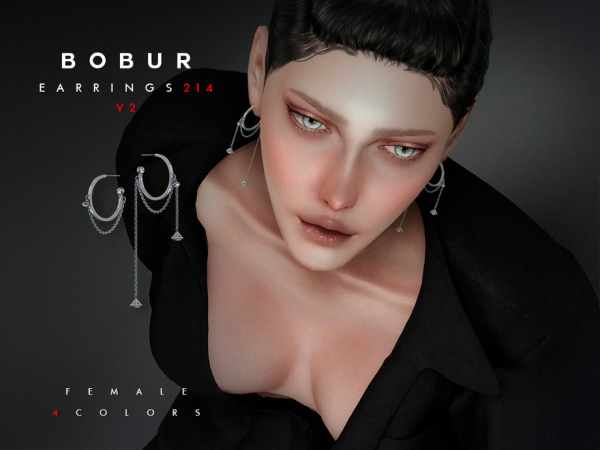 Sims 4 Hoop earrings with pendants set by Bobur2