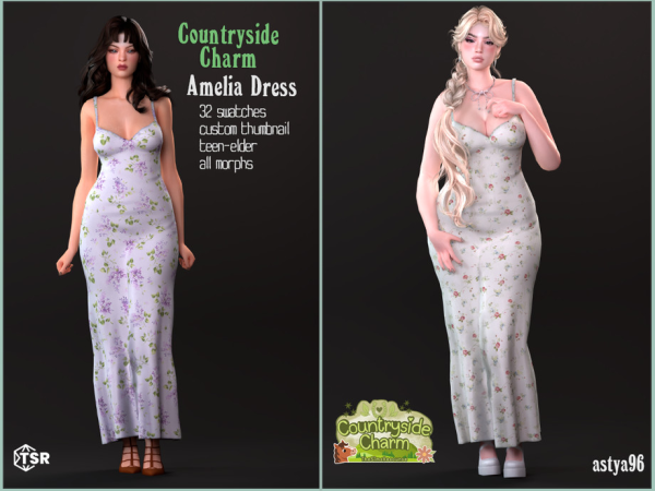 Sims 4 Countryside Charm Amelia Dress by astya96cc