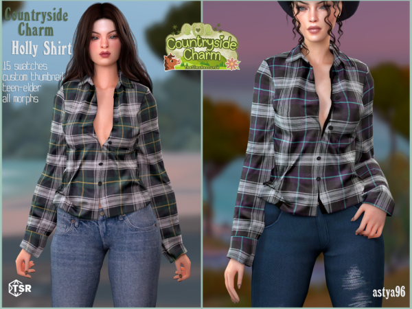 Alpha Countryside Charm Holly Shirt by astya96cc - The Sims 4 Custom Content