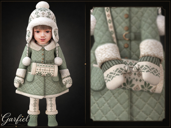 Sims 4 Infant - Cozy knitted mittens with Nordic patterns and ribbed cuffs by Garfiel