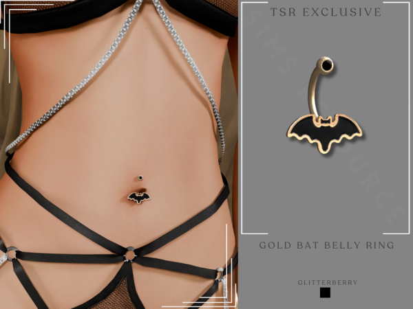 Sims 4 Gold Vampire Bat Belly Ring by Glitterberryfly