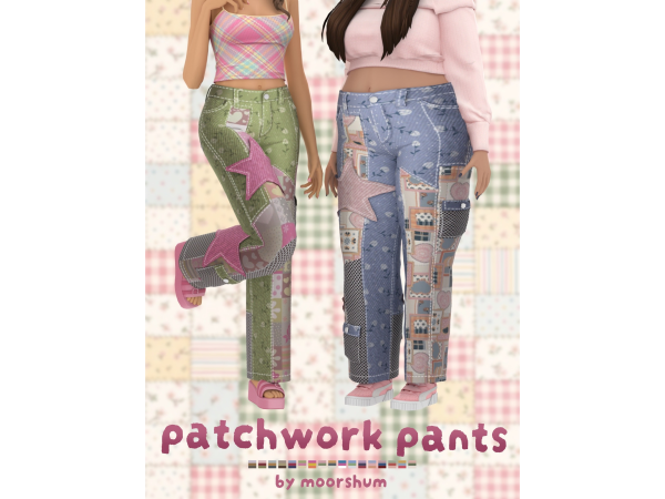 Sims 4 patchwork pants - commission by moorshum