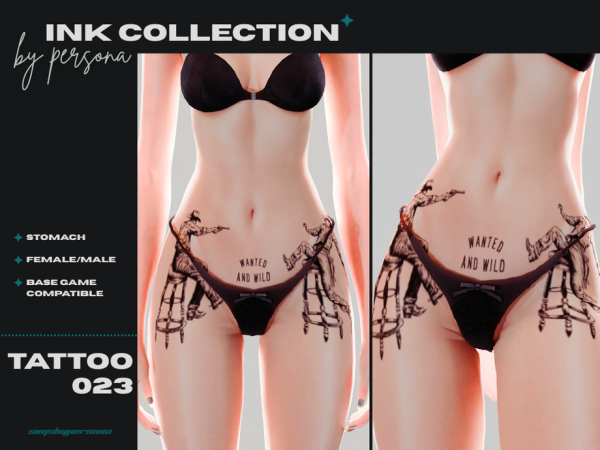 Mix PERSONA Tattoo XXIII by simsbypersona - The Sims 4 Custom Content