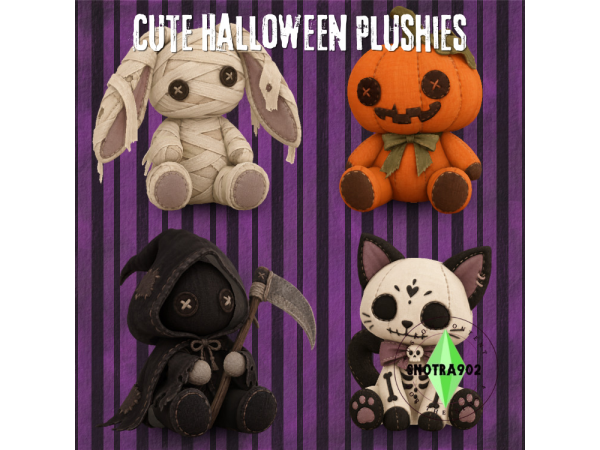 Mix Cute Halloween Plushies by Snotra902 - The Sims 4 Custom Content