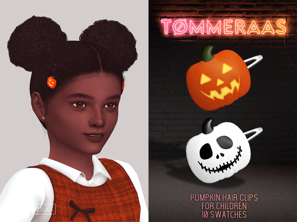 Sims 4 TØMMERAAS | Pumpkin Hair Clips for Kids