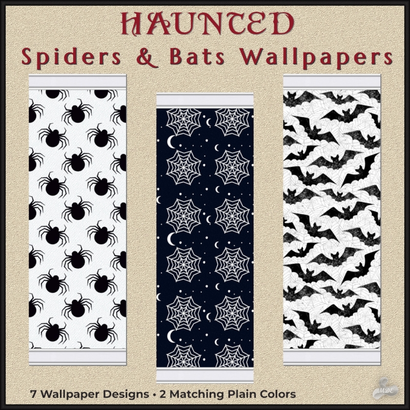 Maxis Match Haunted Series Spiders Bats Wallpapers by mde - The Sims 4 Custom Content