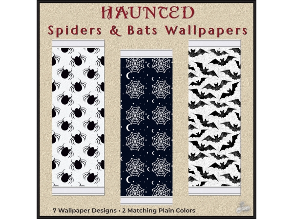 Maxis Match Haunted Series Spiders Bats Wallpapers - The Sims 4 Custom Content