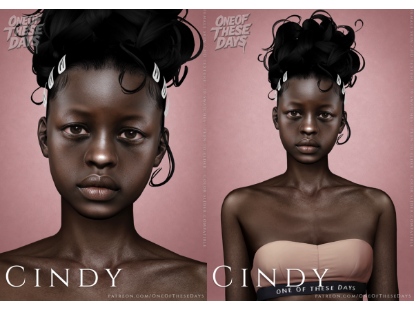 Alpha Cindy SKINSKINOVERLAY CHILDVERSION facemask lipstick kid underwear M tray files - The Sims 4 Custom Content