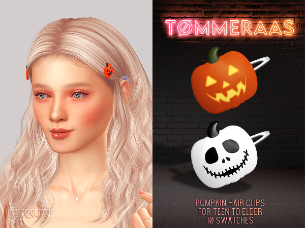 Sims 4 TØMMERAAS | Pumpkin Hair Clips for Teen to Elder