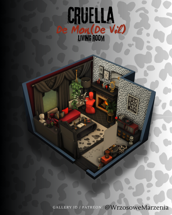 Maxis Match Cruella De Vil Room Sim by wrzosowemarzenia - The Sims 4 Custom Content