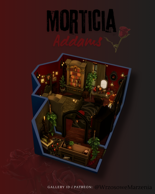 Maxis Match Morticia Addams Room Sim by wrzosowemarzenia - The Sims 4 Custom Content