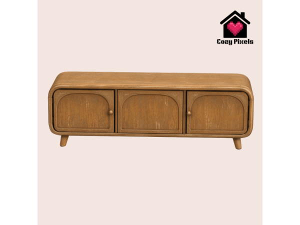 Sims 4 Wooden Vintage TV Stand By CozyPixels01