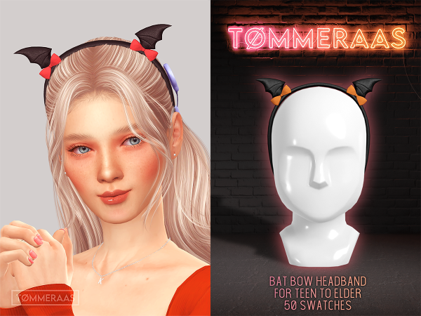 Sims 4 TØMMERAAS | Bat Bow Headband for Teen to Elder