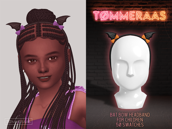 Sims 4 TØMMERAAS | Bat Bow Headband for Kids