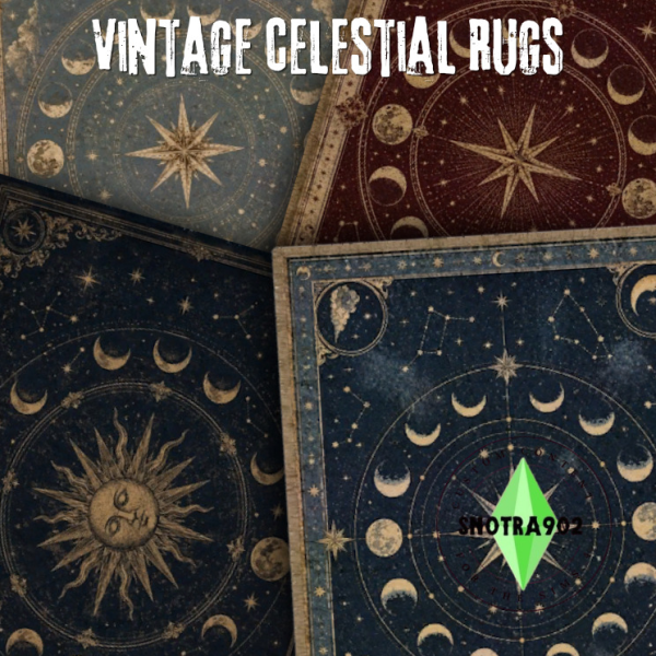 Mix Vintage Celestial Rugs by simsfinds - The Sims 4 Custom Content
