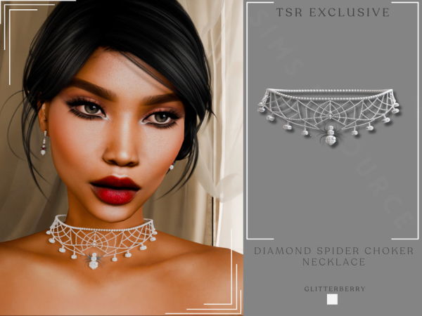 Sims 4 Diamond Spider Choker Necklace by Glitterberryfly