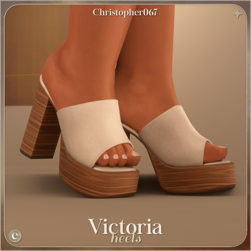 Mix Victoria Heels Chunky Wooden Heel Suede Platform Mules by christopher067 - The Sims 4 Custom Content