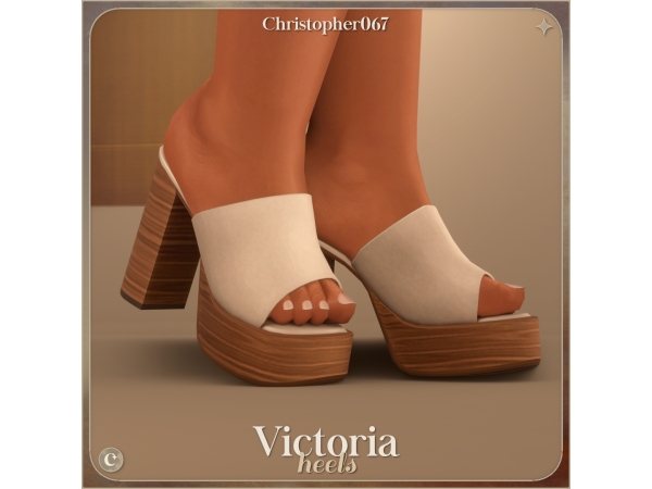 Sims 4 Victoria Heels - Chunky Wooden Heel Suede Platform Mules