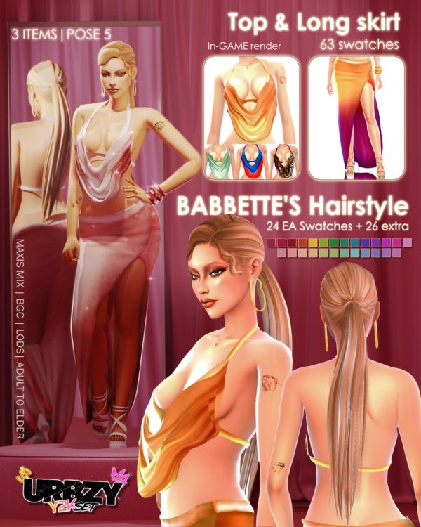 Maxis Match URBZY Y2K SET PART 2 GOLD GRIND by simsfinds - The Sims 4 Custom Content