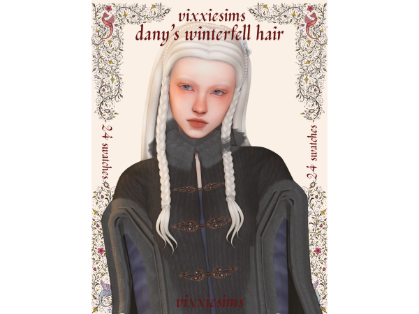 Sims 4 dany's winterfell hair by vixxiesimss