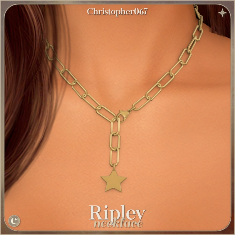 Alpha Ripley Necklace Paperclip Chain Lariat Star Pendant Necklace by christopher067 - The Sims 4 Custom Content
