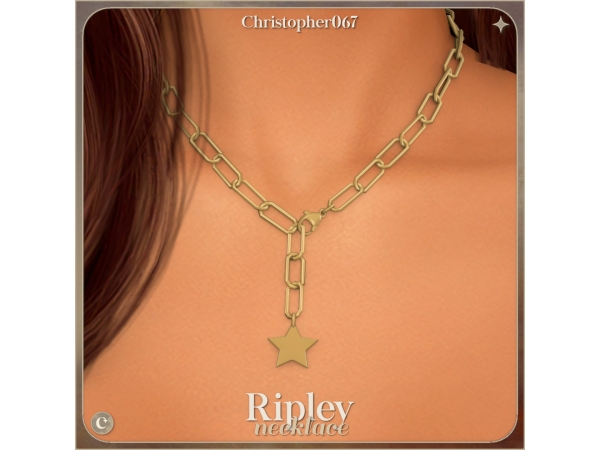 Sims 4 Ripley Necklace - Paperclip Chain Lariat Star Pendant Necklace