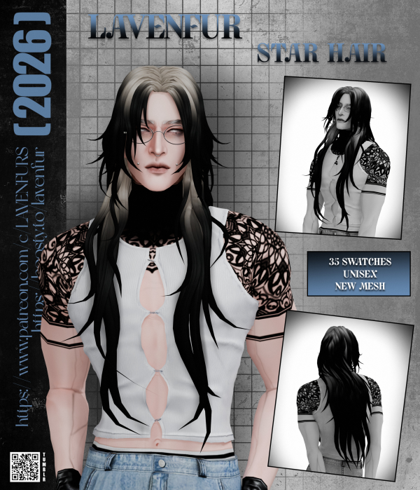 Maxis Match 𝙻𝙰𝚅𝙴𝙽𝙵𝚄𝚁 𝚂𝚃𝙰𝚁 𝙷𝙰𝙸𝚁 by simsfinds - The Sims 4 Custom Content