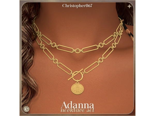 Sims 4 Adanna Necklace Set - Layered Coin Pendant Chain Necklaces