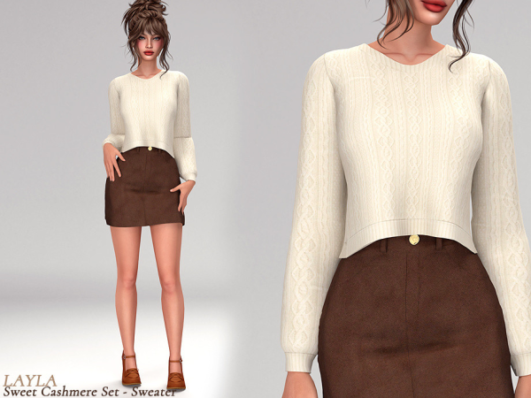 Sims 4 tsr - Sweet Cashmere Set - Knit Sweater and Mini Skirt