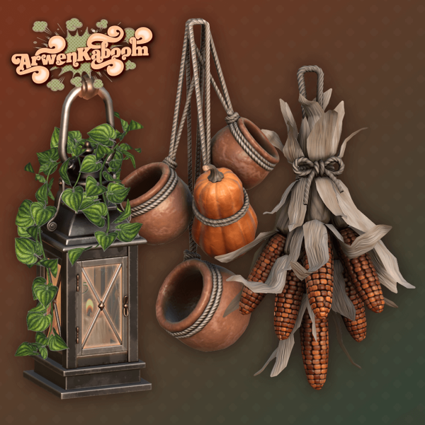 Mix Crooked Pumpkin Shop Hanging Decor Bundle by arwenkaboom - The Sims 4 Custom Content