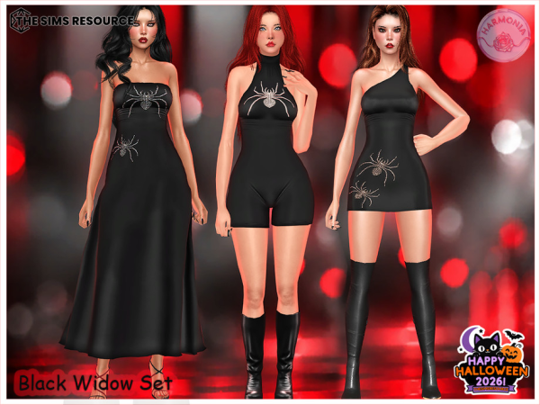 Sims 4 Halloween Black Widow Set