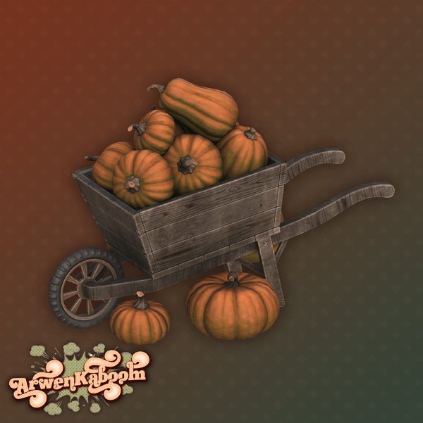 Mix Crooked Pumpkin Shop Wheelbarrow by arwenkaboom - The Sims 4 Custom Content
