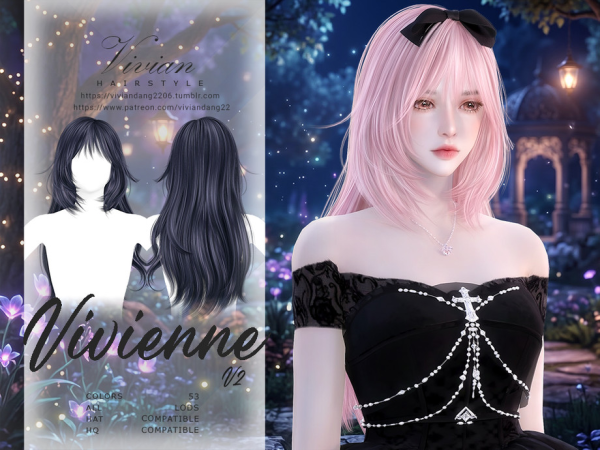 Sims 4 Vivienne V2 - Hairstyle by VivianDang