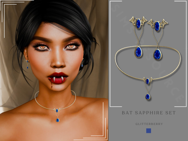 Sims 4 Patreon -Halloween Bat Sapphire Set by Glitterberryfly